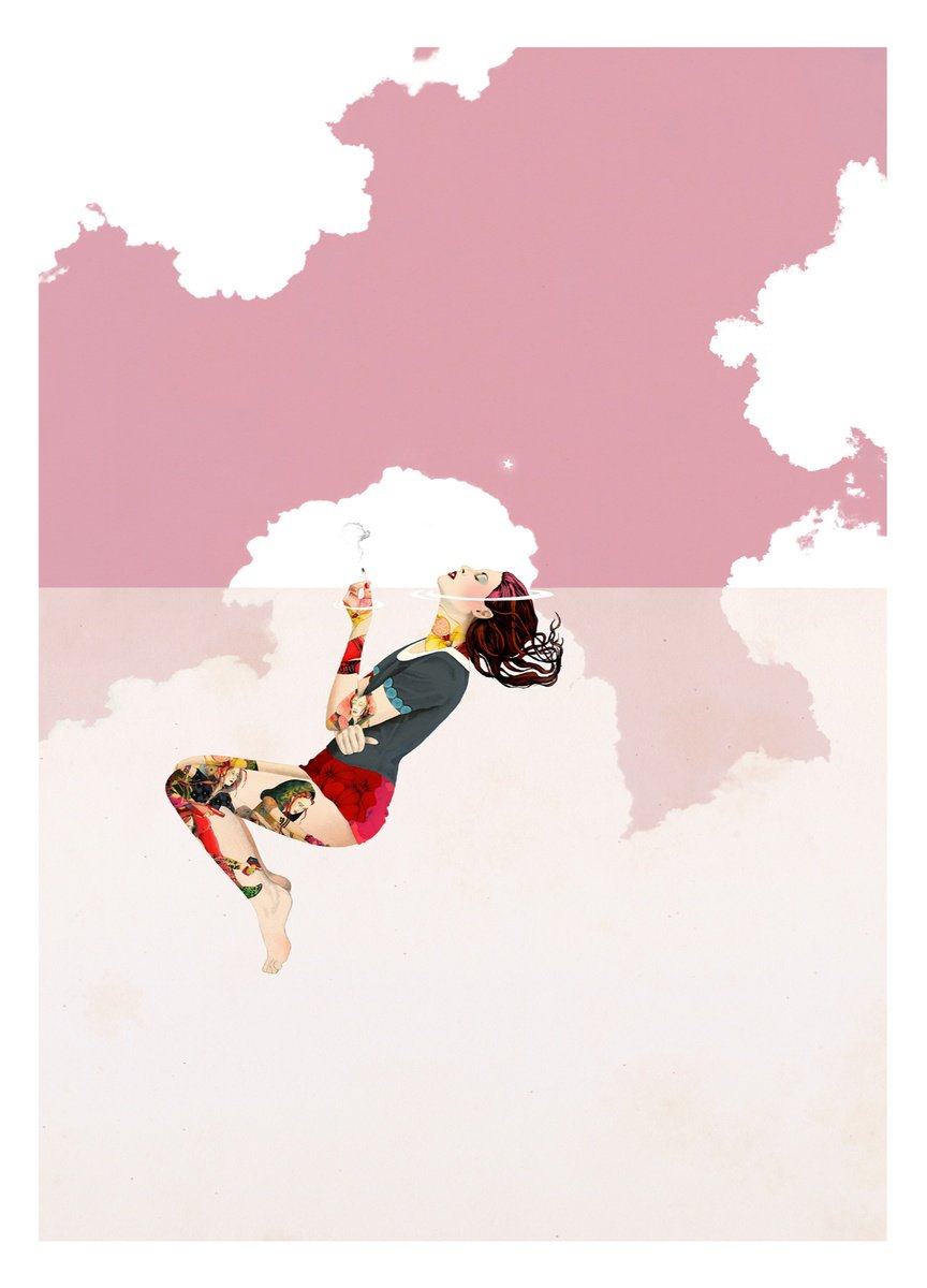 Surrealistic Portrait Giclee Print By Delphine Lebourgeois, 20 X 28, Smoke I Pink, Original Artwork