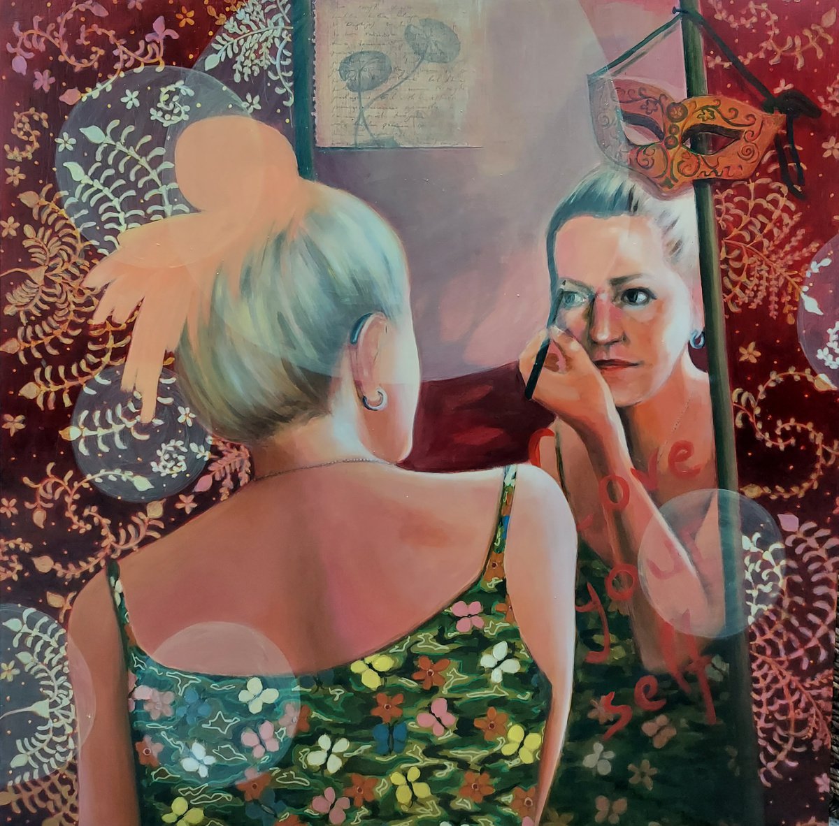 Photorealistic Portrait Oil Painting By Gitti Gv, 30 X 30, A Note To Myself, Original Artwork