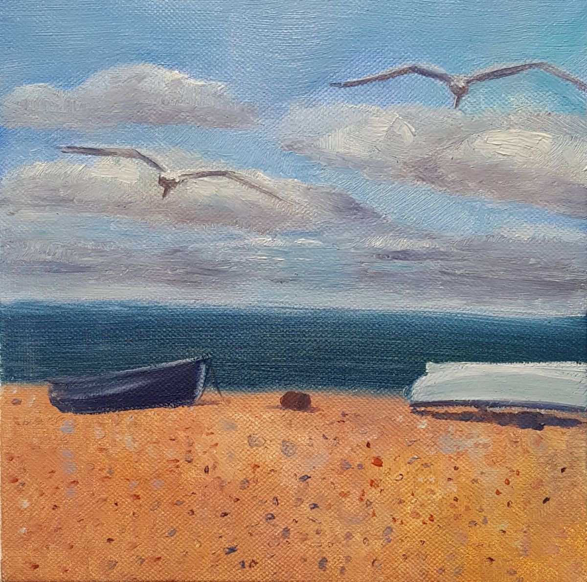 Boats on the Beach mini by Mary Stubberfield