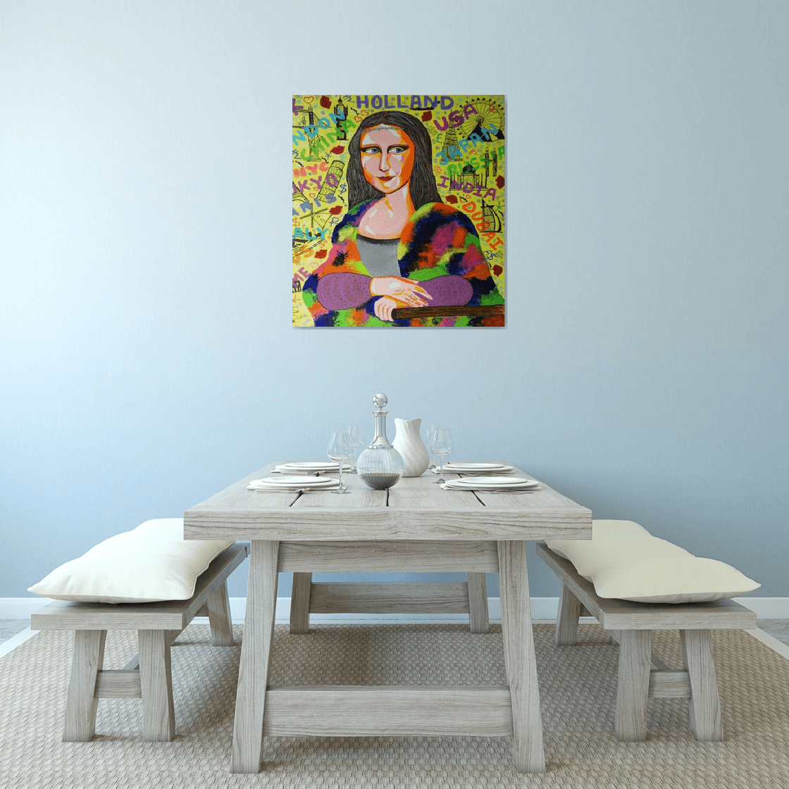 Monalisa !! Pop Art !! Monalisa in hippy style !! Painting