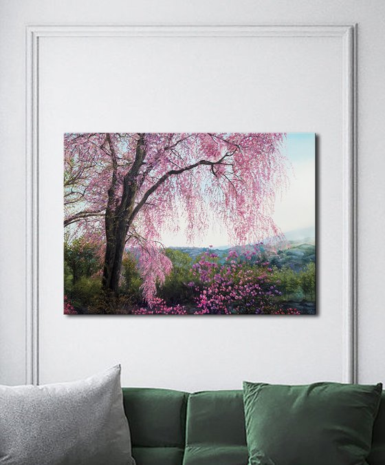"Pink dreams", blossom tree landscape