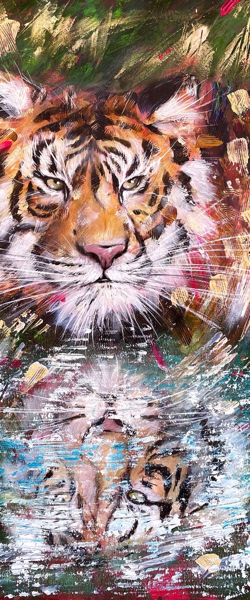 Tiger reflection by Ksenia Lutsenko