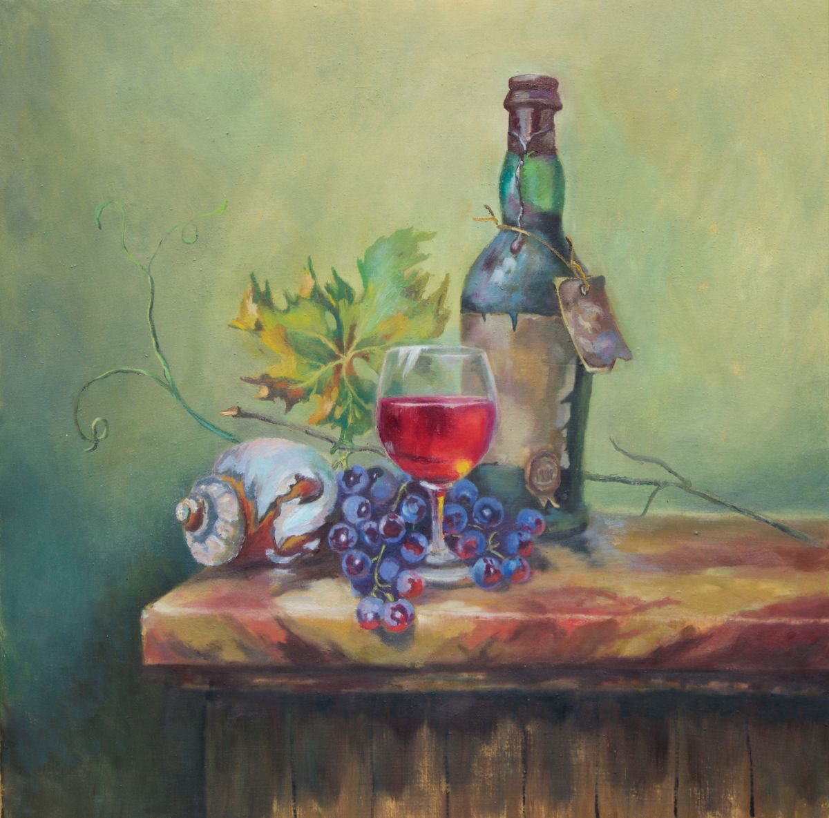Grapes still life wine paintings 24, Original still life artwork by Leo Khomich