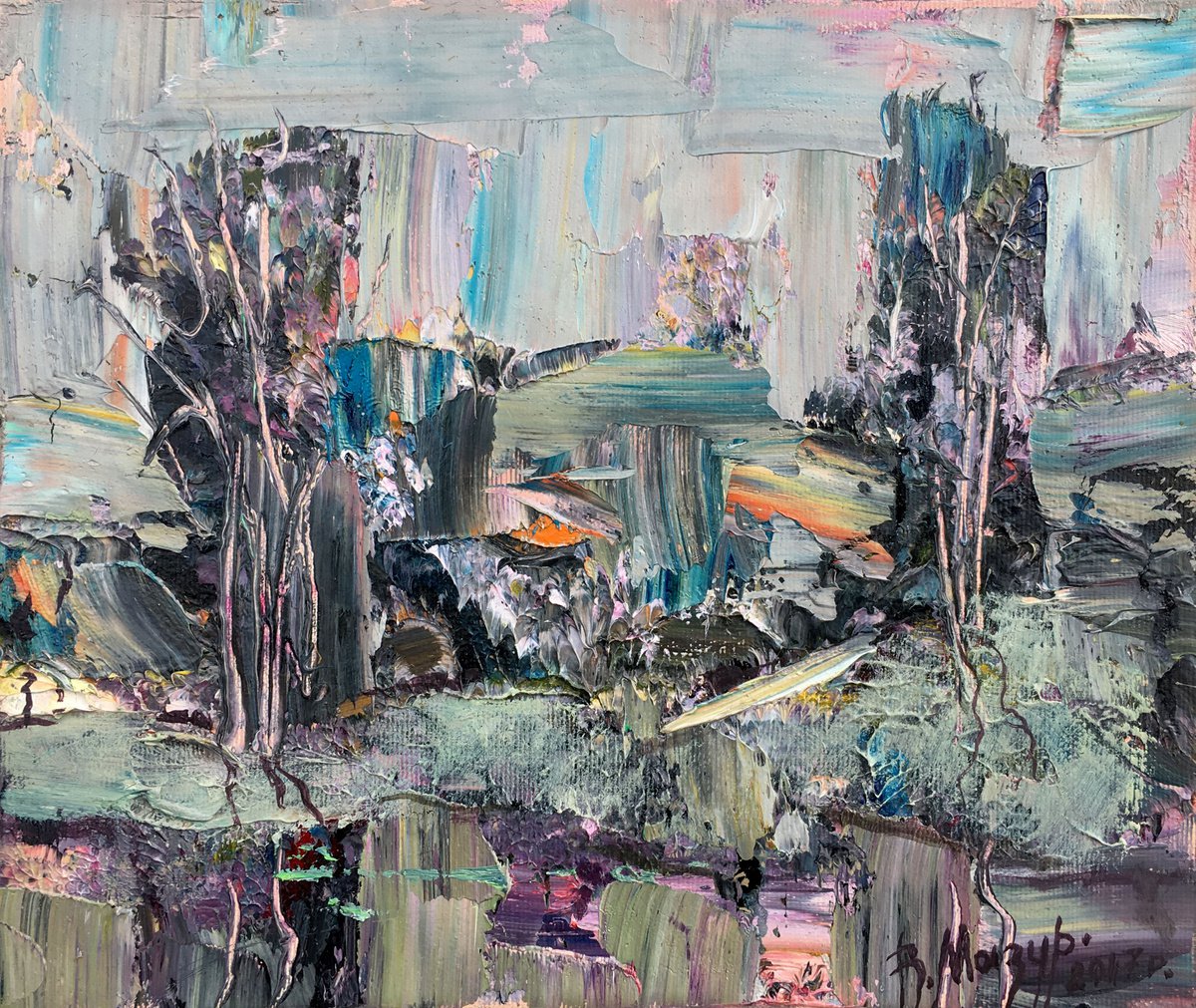 Impressionistic Landscape Oil Painting By Volodymyr Mazur, 11 X 9", After The Rain, Original Artwork