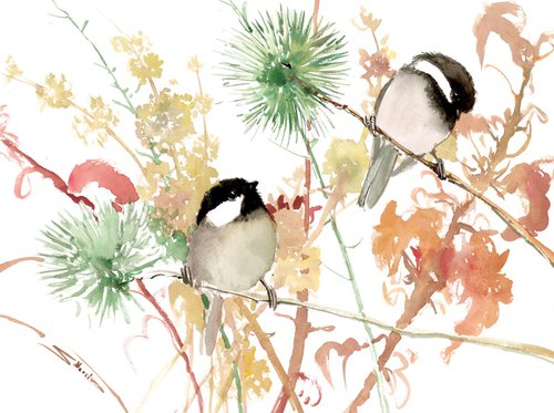 Chickadees in the Forest by Suren Nersisyan