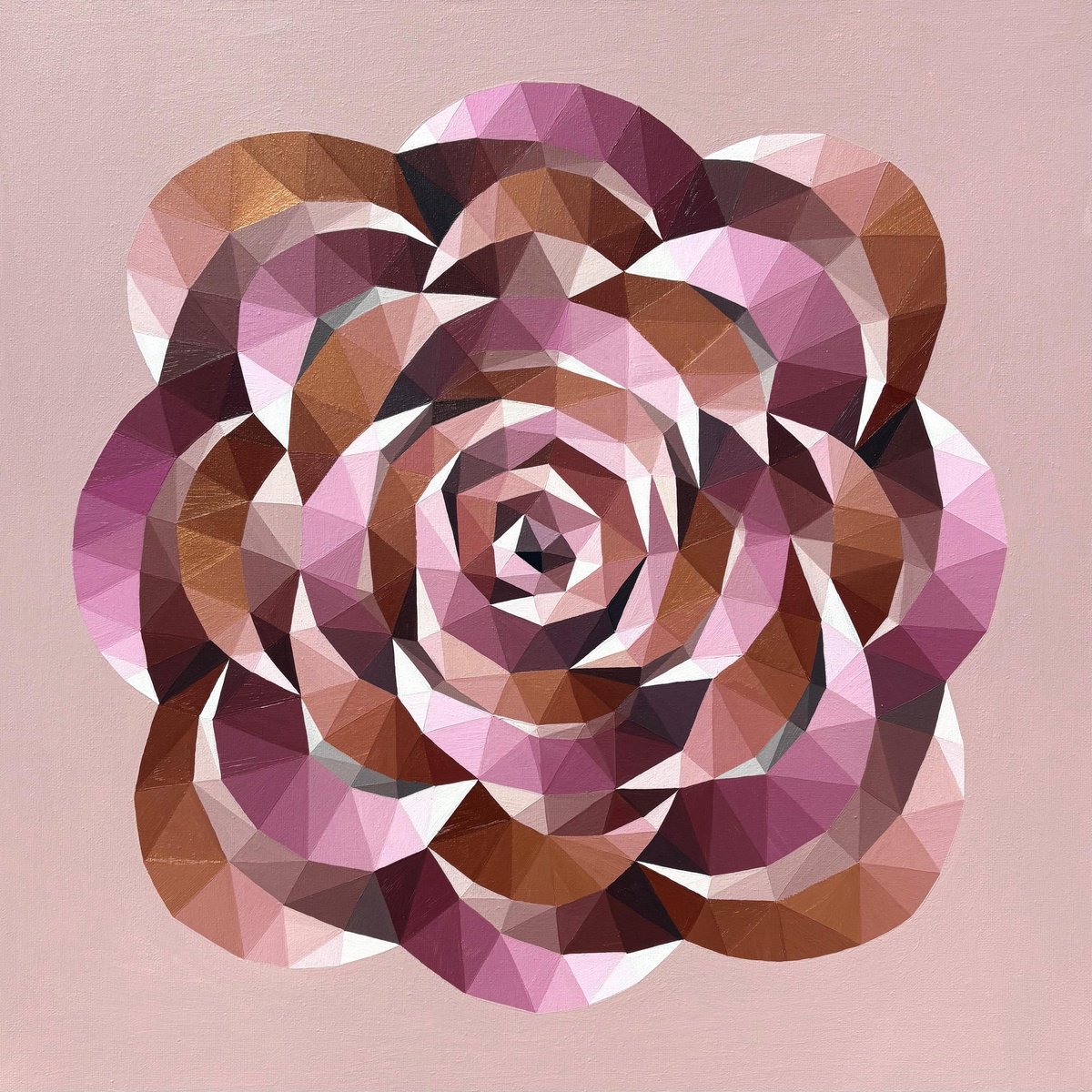 Gold And Pink Crystal Rose By Maria Tuzhilkina, 24 X 24, Artwork For Sale On Artfinder