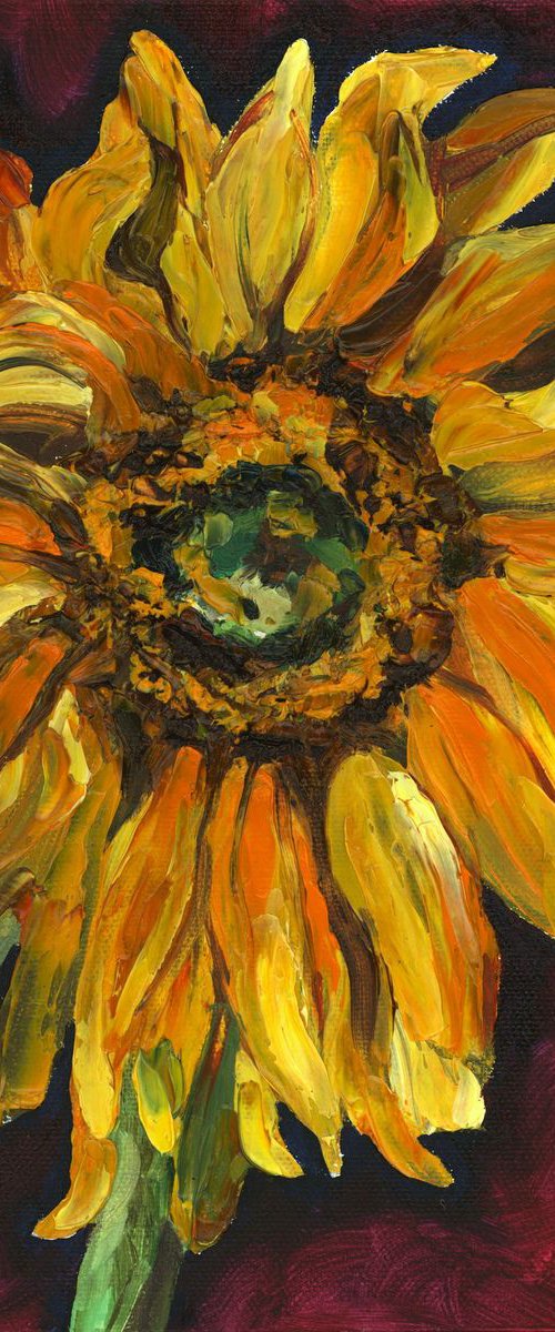 Sunflower on Red by Christina M Plichta