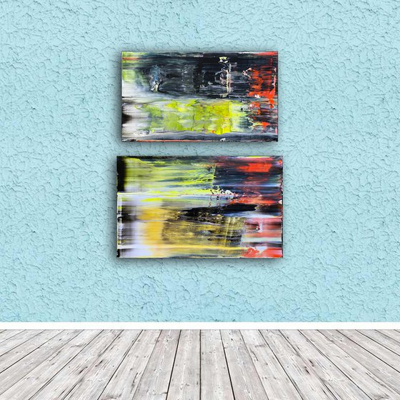 "We Burn Clean" - Save As A Series - Original PMS Large Abstract Diptych Acrylic Paintings On Hand Stretched Canvas - 30" x 34"