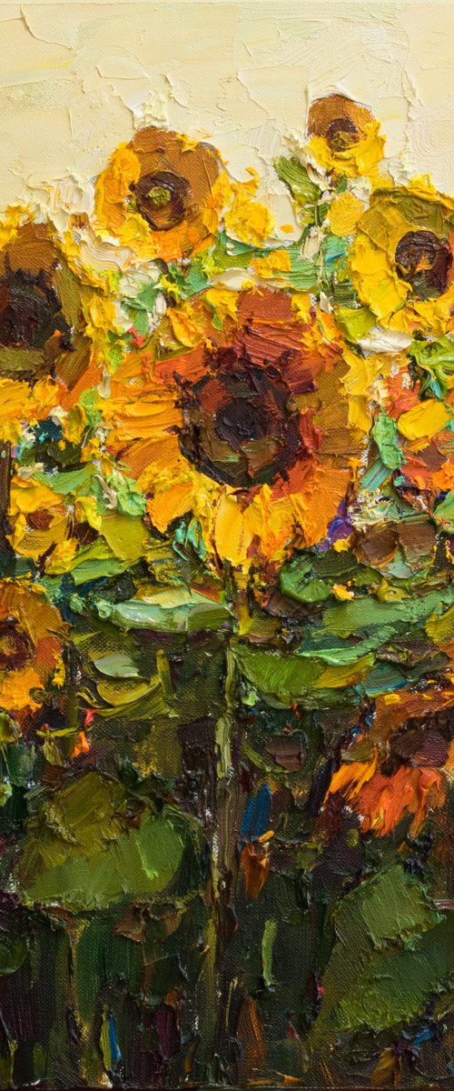 Sunflowers  Impasto Oil painting by Anastasiia Valiulina