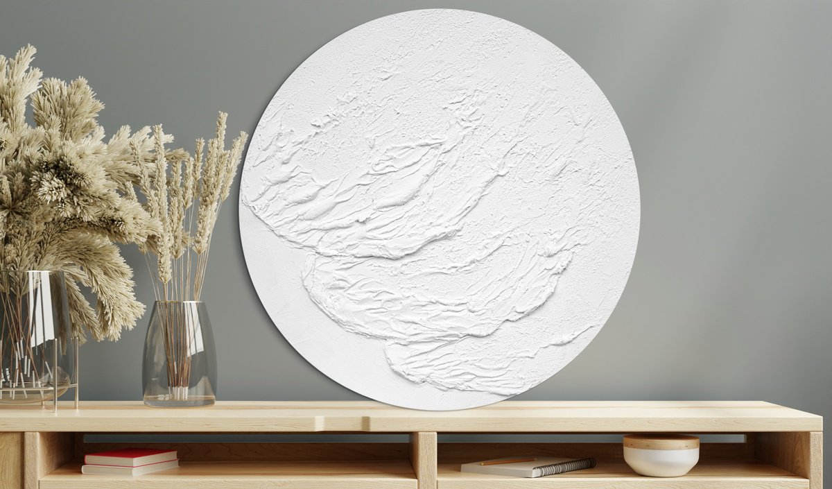 Organic Abstract Painting By Milena Gaytandzhieva, 20 X 20", White Waves 1, Original Artwork