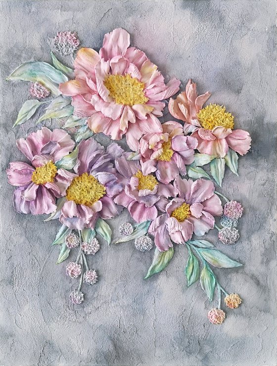 Peony bouquet sculpture painting