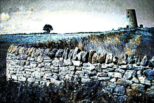 Drystone Wall and tower by Tony Roberts
