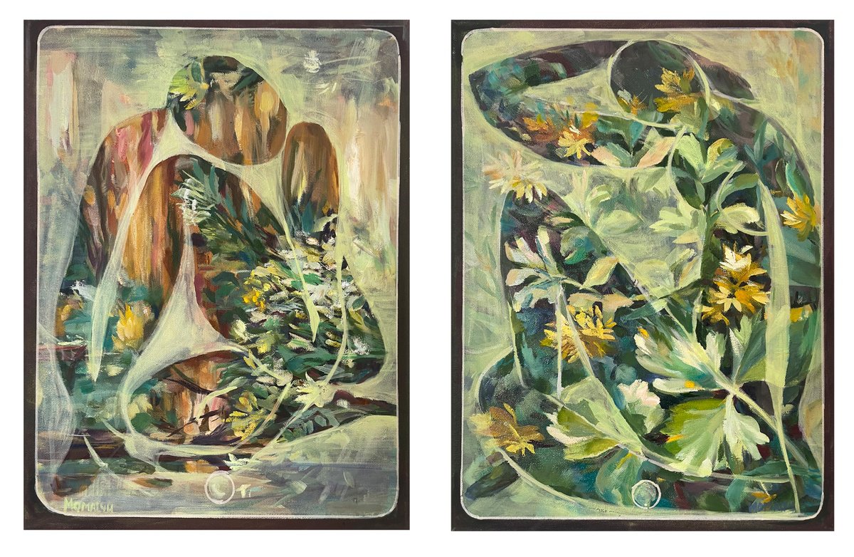 Naive Oil Painting , What About Stereotypes? Diptych. By Momalyu, 24 X 16, Artwork For Sale On Artfinder