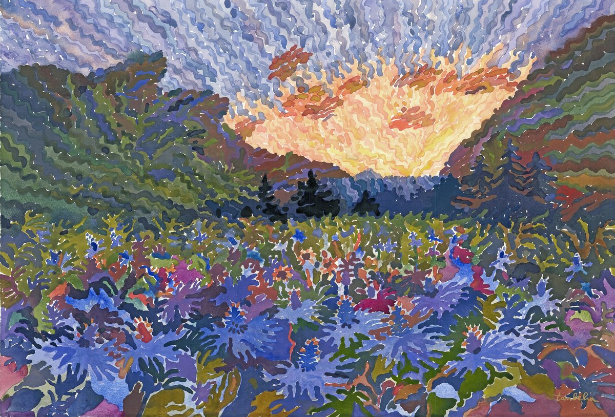 Impressionistic Landscape Watercolour By Tanbelia, 22 X 15", Ecrins National Park, Original Artwork