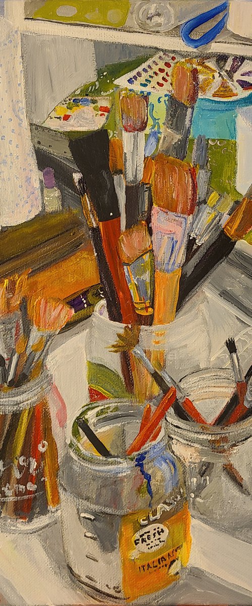 Brushes and jars by Stacy Neasham