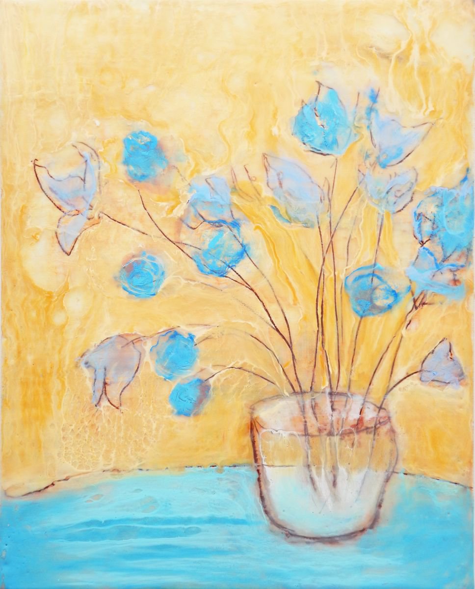 Delicate outlines. Encaustic by Alla Vlaskina