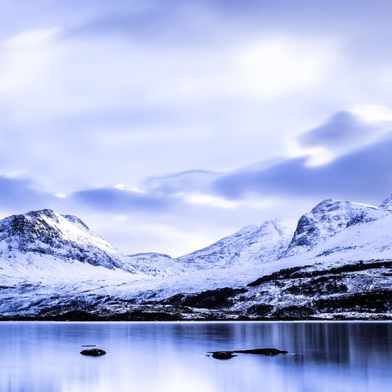 Assynt Blues - Blue and White  - Snow and Ice - Winter in the Scottish Highlands