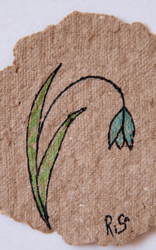 Snowdrop drawing on the author's craft paper by Rimma Savina
