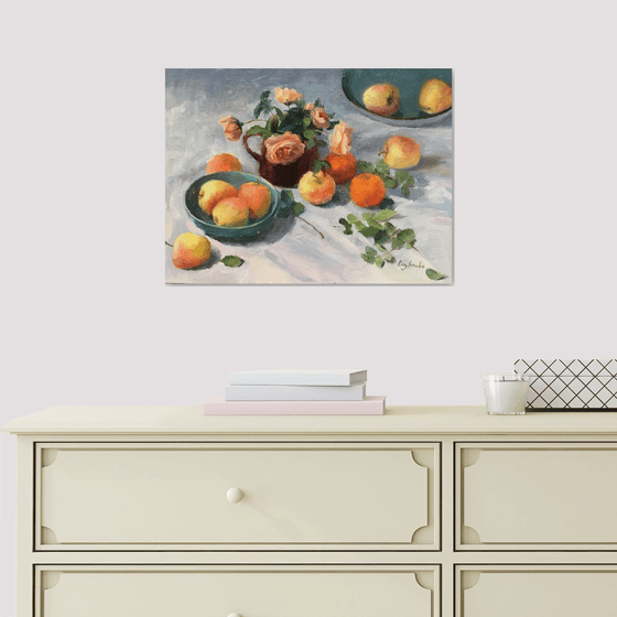 Still Life with Apple and Mandarin