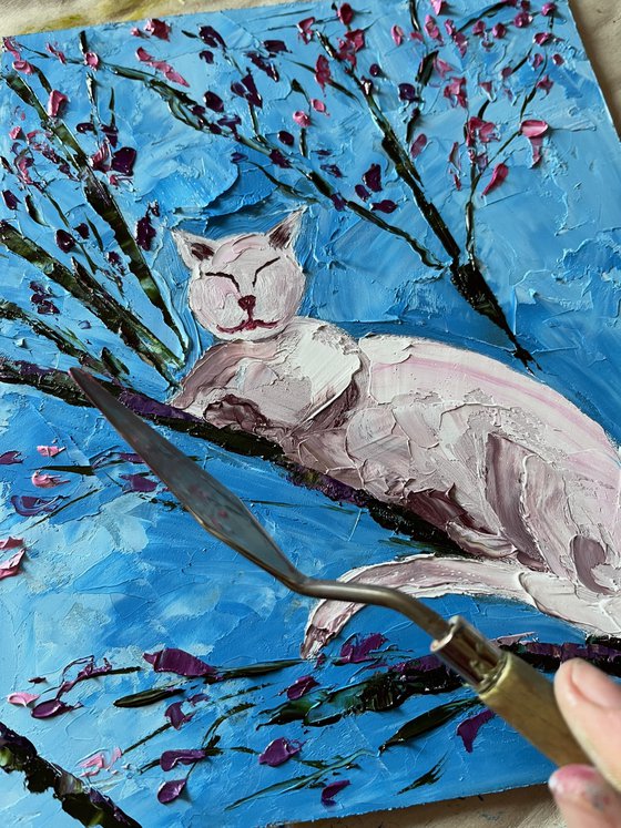 Van Gogh's Cat in the blossom garden