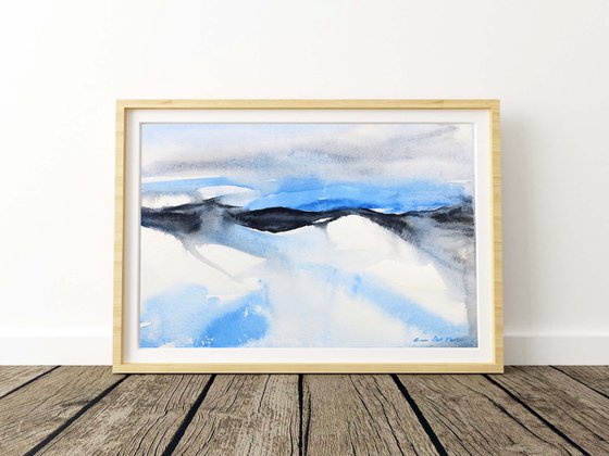 Abstract landscape Painting "Snow on the Malvern Hills"