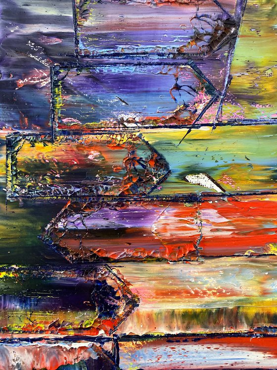 "Keep Your Distance" - FREE USA SHIPPING + Save As A Series - Original PMS Abstract Diptych Oil Paintings On Canvas - 32" x 20"