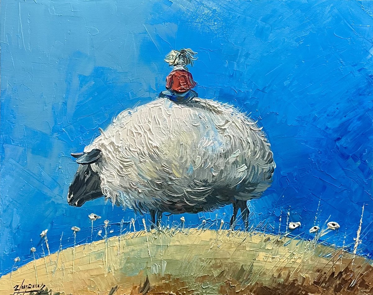 Impressionistic Portrait Oil Painting By Vahe Bagumyan, 20 X 16", The Little Shepherd, Original Artwork