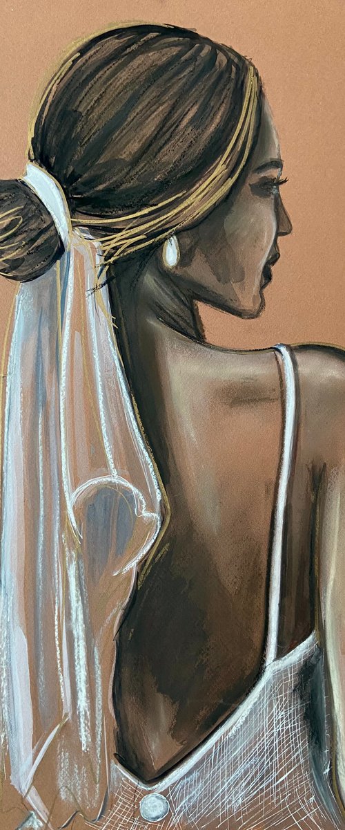 “Bride” pastel drawing by Leysan Khasanova