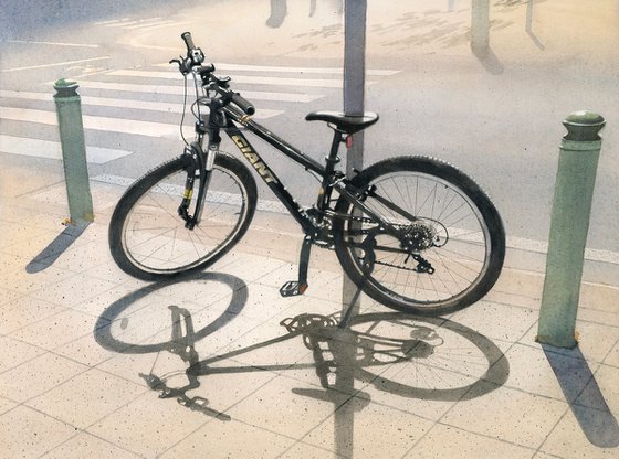Shadow of a Bicycle on the Pavement
