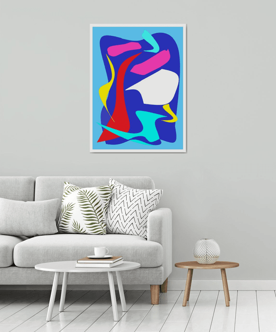 Abstract color red blue yellow white artmodern