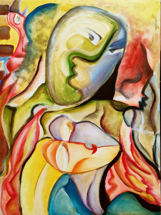 Contemporary Art Painting "SOULMATES", 80x60 cm, Oil
