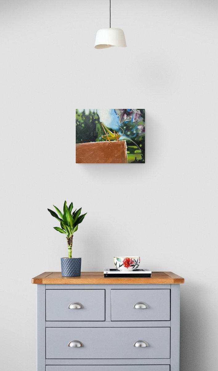 Photorealistic Oil Painting , Grass Hopper By Jessica Bleasby, 20 X 16, Artwork For Sale On Artfinder