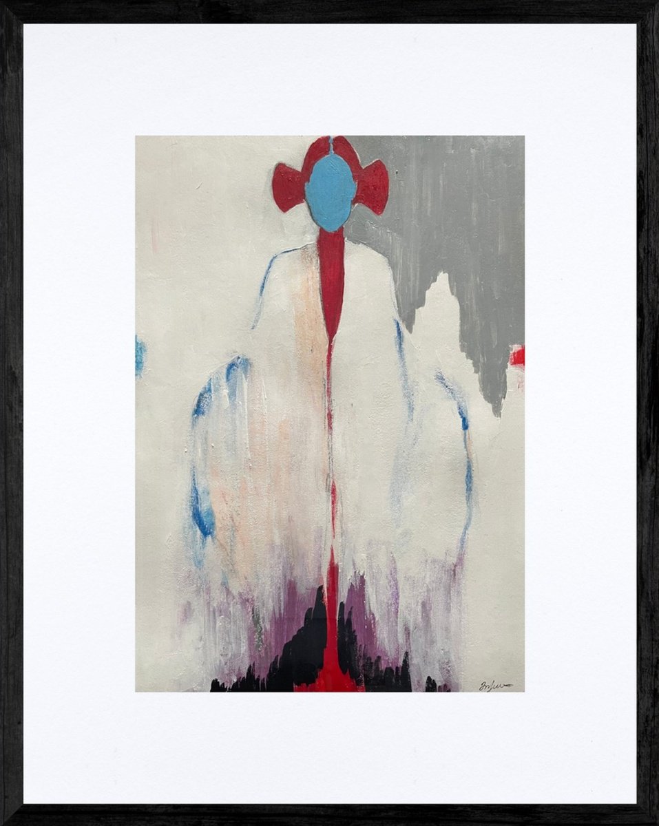 Abstract Portrait Painting By Gela Mikava, 14 X 17, Post-Alienation Series, Original Artwork