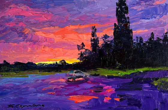 A Romantic Sunset Outside the City