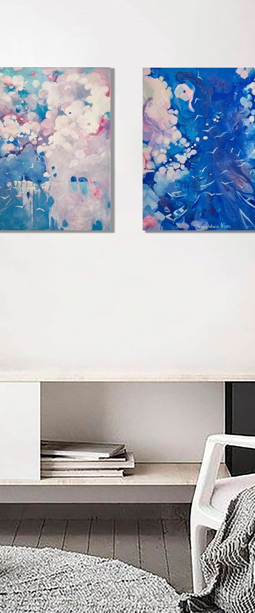 Sea. Energy and Light diptych. by Natalia Yampolskaia