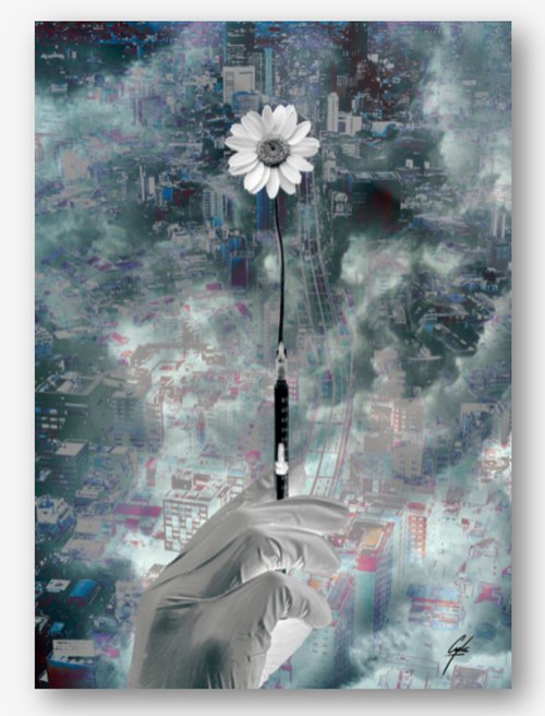 THE WHITE FLOWER | 2021 | DIGITAL ARTWORK PRINTED ON PAPER | HIGH QUALITY | UNIQUE EDITION | SIMONE MORANA CYLA | 50 X 70 CM by Simone Morana Cyla