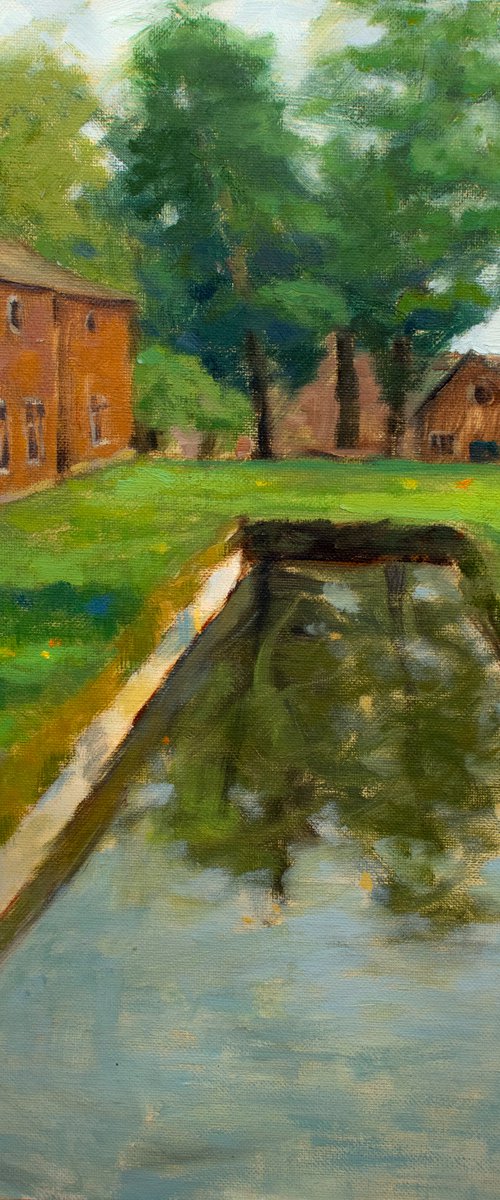 Dunham Massey Old English Farm buildings impressionism by Gav Banns
