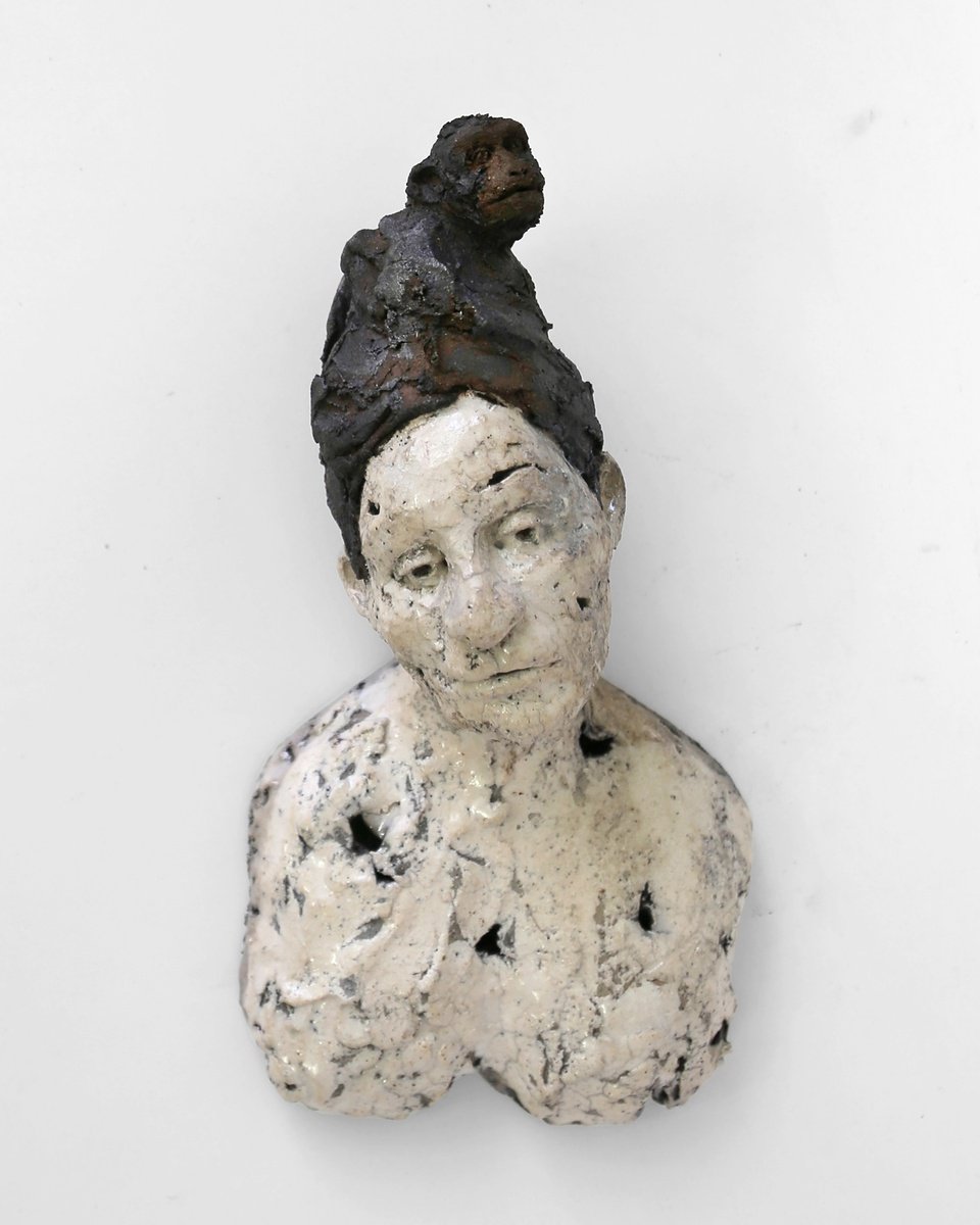 Expressive Animal Clay Sculpture By Sol Vil, 4 X 10", Emotions, Original Artwork