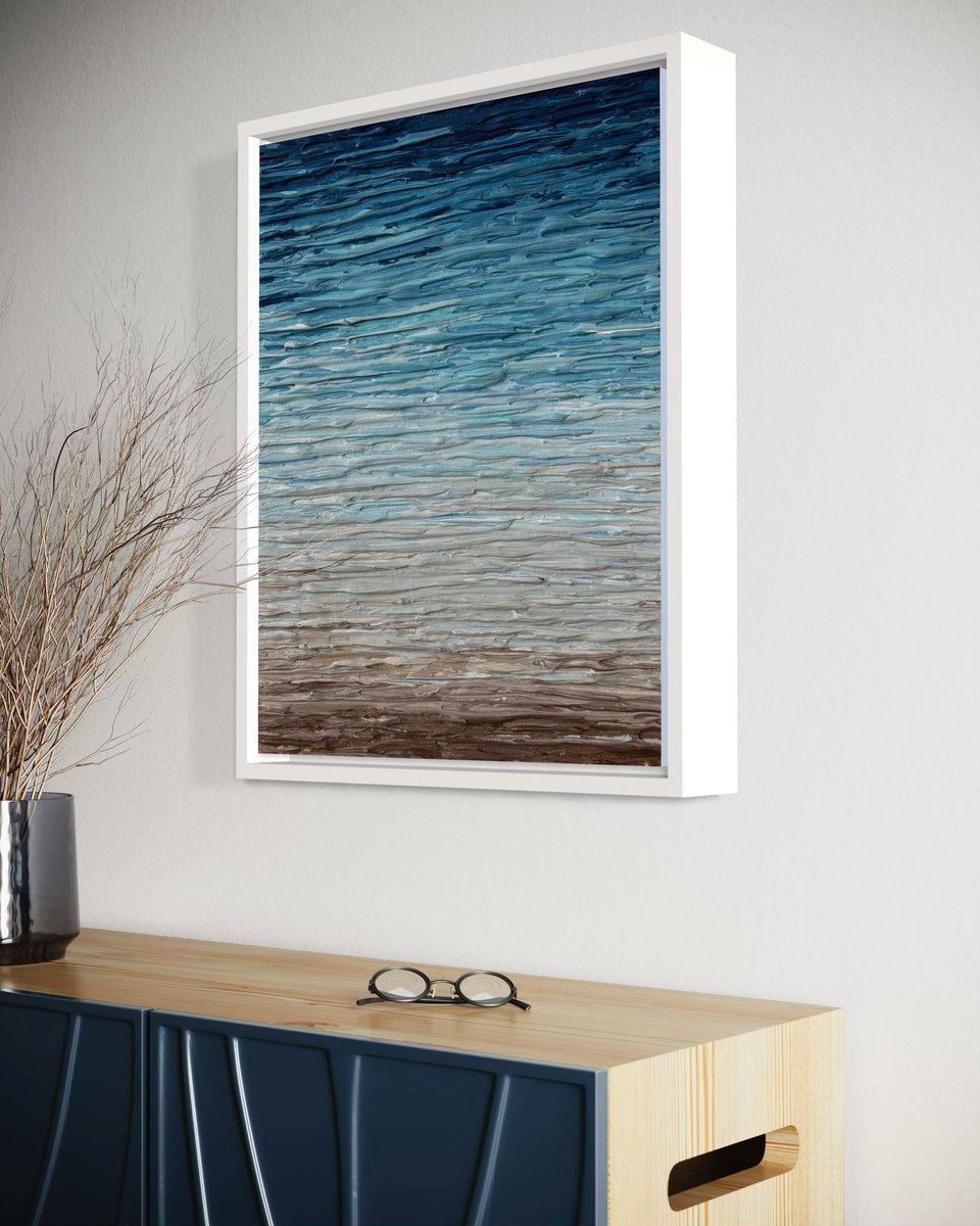 Abstract Landscape Acrylic Painting By Daniela Pasqualini, 12 X 15, Serenity V - Framed, Original Artwork