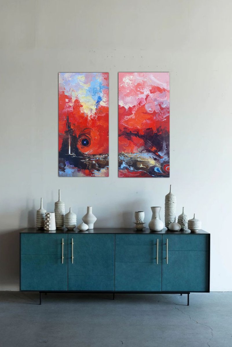 Abstract Oil Painting By Tigran Mamikonyan, 31 X 31", Meeting 80X80Cm, Original Artwork