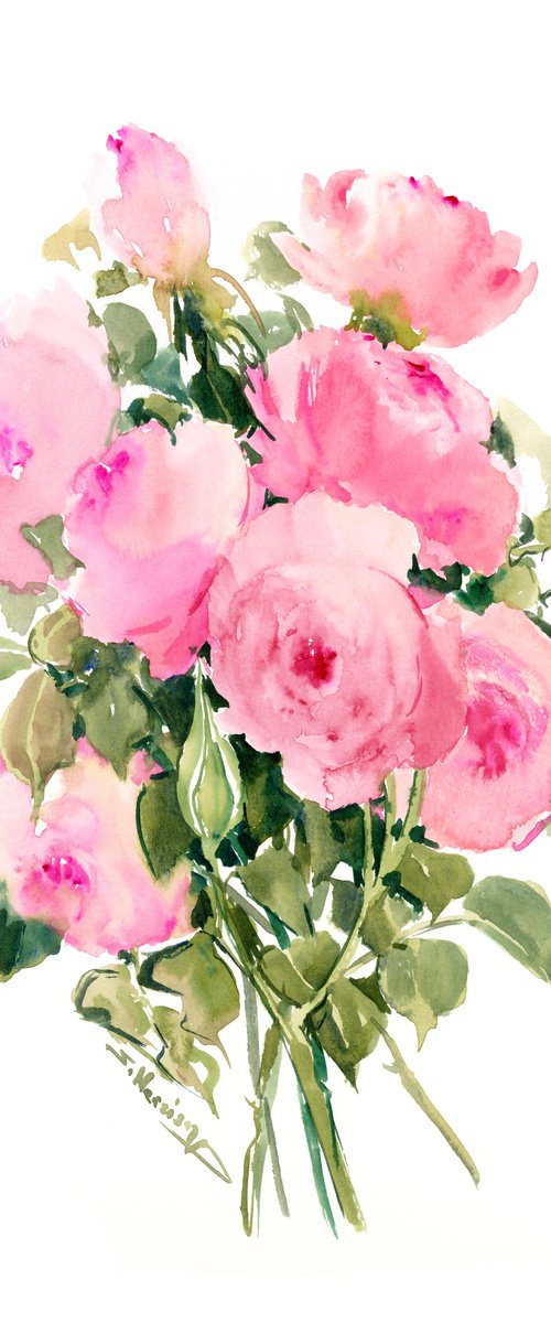 Pink Roses From the Garden by Suren Nersisyan