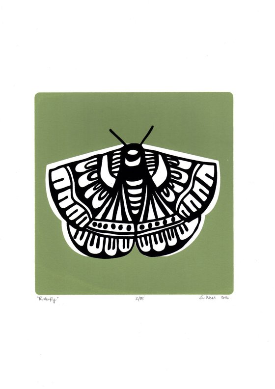 Butterfly in Sage Green - Framed - FREE UK Delivery