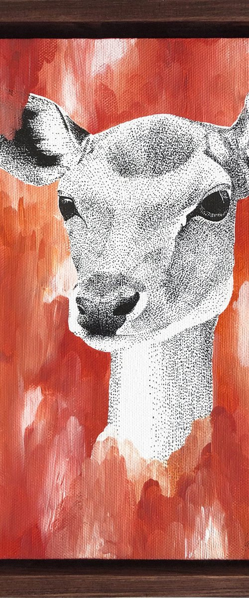 Dreamy Fallow Deer Painting on Canvas by Kelsey Emblow