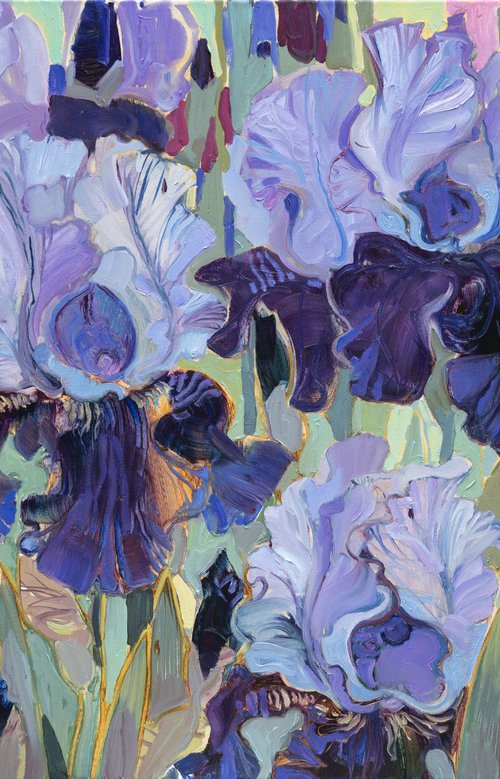 Blue irises by Liudmyla Korzh-Radko