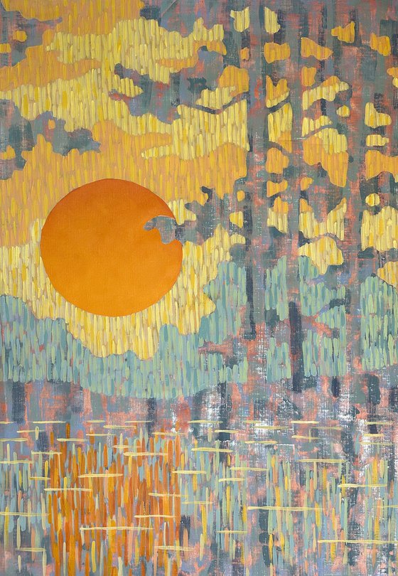 Pine Coast at Sunset. Diptych