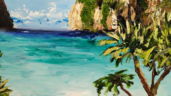 Thailand, original Asian island oil painting, Gift, bedroom decor