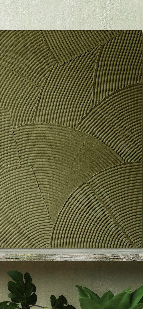 "Field 3" Green abstract high textured art by Alex Zy