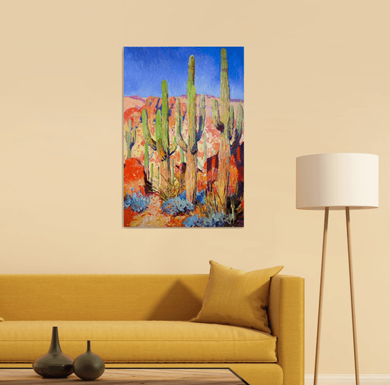 Saguaro Cactuses in the Desert