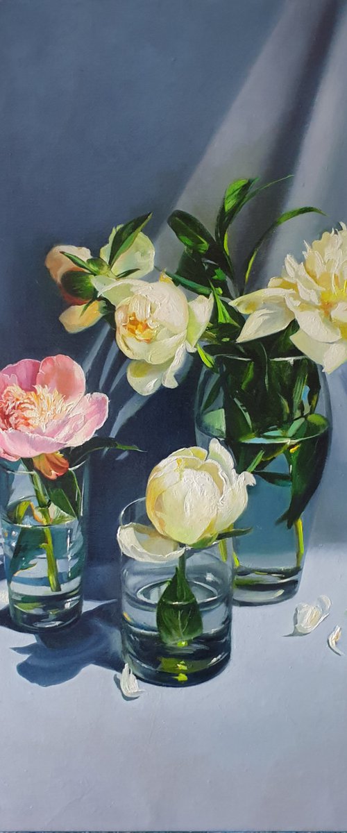 "And one of them is pink. "   peonies flower 2021 by Anna Bessonova (Kotelnik)