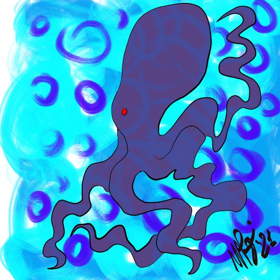 Octopus with red eye